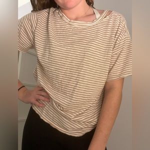 Anthropologie white and tan striped tee
